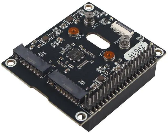Alt view image 2 of 5 - ZDE ZP518 PCIe to Dual M.2 HAT Key M NVMe SSD PCIe Peripheral Board Solid State Drive Adapter Board for Raspberry Pi 5 Support M.2 NVMe SSD 2230 2242