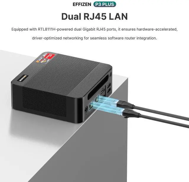 Alt view image 5 of 5 - BOSGAME P3 Plus Mini PC, Mini Computers with AMD Ryzen 7 7840HS, 32GB DDR5 1TB PCle SSD, 4K Triple Display, Dual RJ45 LAN, Wi-Fi 6E/BT5.2, Micro Desktop Computers for Gaming & Office