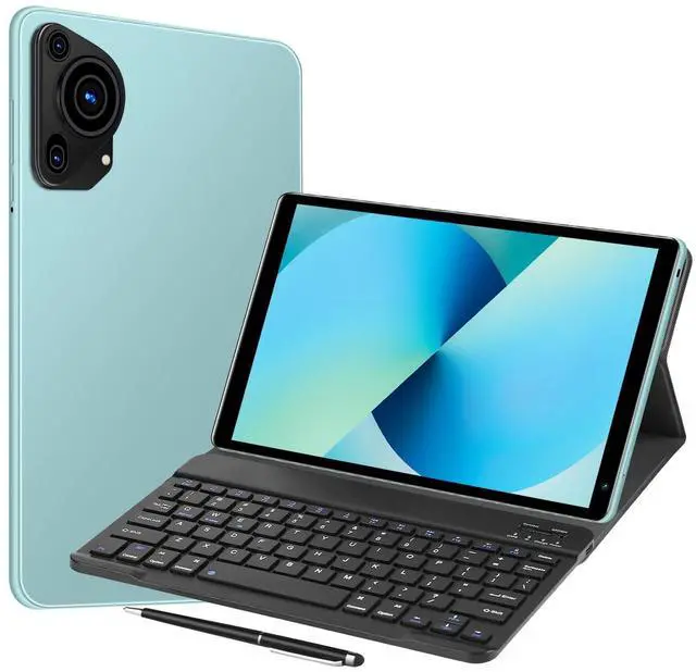 Main image of 10.1 Inch Android Tablet PC with Keyboard & Stylus, 8-Core Processor T860 GPU, 3GB RAM 128GB Storage, 4G LTE SIM Slot, 5000mAh Battery,5MP+16MP Cameras for Work and Entertainment (Green, G2)