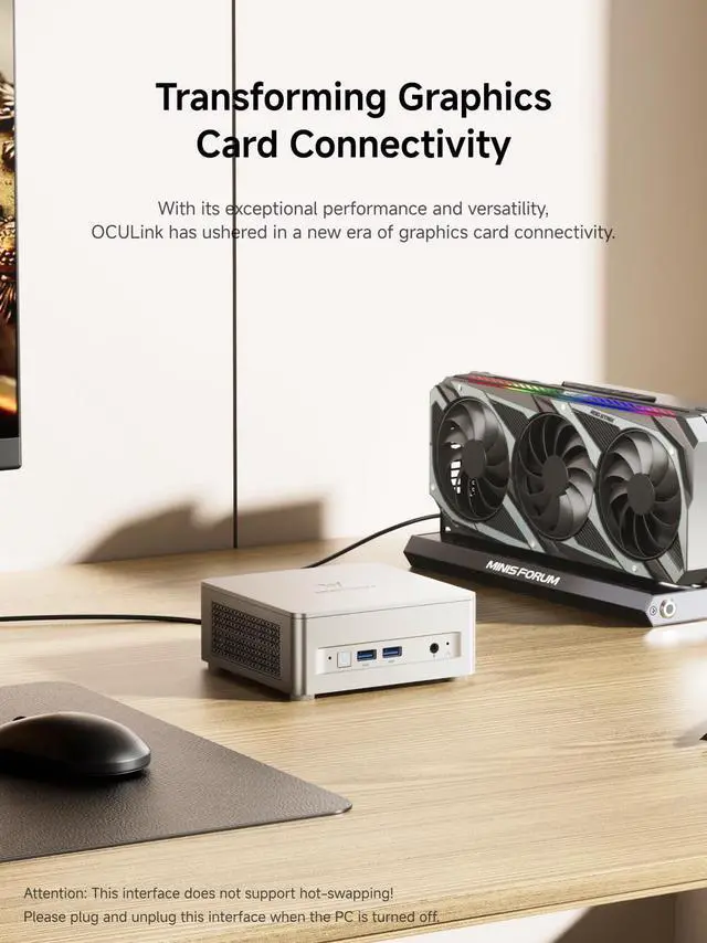 Alt view image 3 of 5 - MINISFORUM Mini PC UM880 Plus AMD Ryzen 7 8845HS(8C/16T, up to 5.1GHz), 32GB DDR5 1TB PCIe4.0 SSD, Micro Computer Radeon 780M Graphics,HDMI+DP+USB4 Triple Display, OCuLink Port, 2.5G LAN, 5xUSB Ports