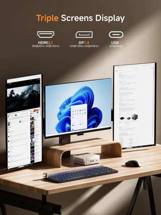 Alt view image 5 of 5 - MINISFORUM Mini PC UM880 Plus AMD Ryzen 7 8845HS(8C/16T, up to 5.1GHz), 32GB DDR5 1TB PCIe4.0 SSD, Micro Computer Radeon 780M Graphics,HDMI+DP+USB4 Triple Display, OCuLink Port, 2.5G LAN, 5xUSB Ports