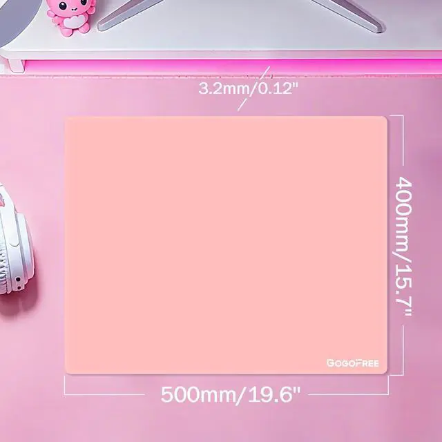 Alt view image 2 of 5 - Glass Mousepad with Hard Surface for Gaming, Ultra Smooth Mouse Mat, Water-Resistant Large Mouse Pad Precision Speed Control for Esport Games/Office, Pink XL(15.7×19.6)