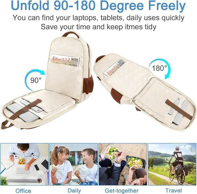 Alt view image 5 of 5 - MATEIN Backpack Lunch Bag for Women, Sturdy Teacher Nurse Insulated Cooler Backpack for Work College Travel Picnic, Stylish Cute Laptop School Bag with Lunch Compartment, Gifts for Her, Beige-Brown