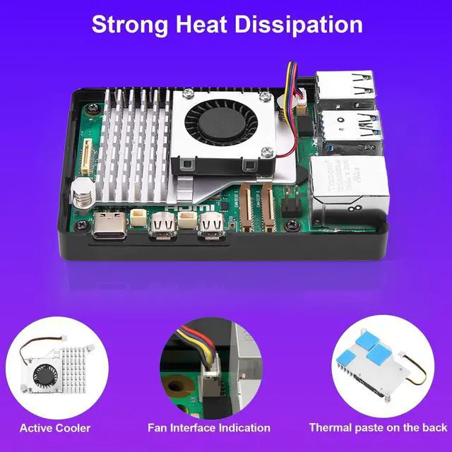 Alt view image 4 of 5 - SANOOV Basic Kit for Raspberry Pi 5 4GB RAM with Active Cooler, Rpi 5 4GB Single Board and ABS Case Included