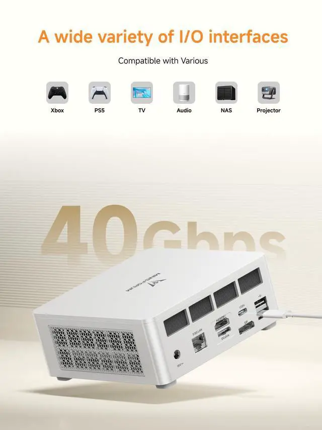 Alt view image 4 of 5 - MINISFORUM Mini PC UM880 Plus AMD Ryzen 7 8845HS(8C/16T, up to 5.1GHz), 32GB DDR5 1TB PCIe4.0 SSD, Micro Computer Radeon 780M Graphics,HDMI+DP+USB4 Triple Display, OCuLink Port, 2.5G LAN, 5xUSB Ports