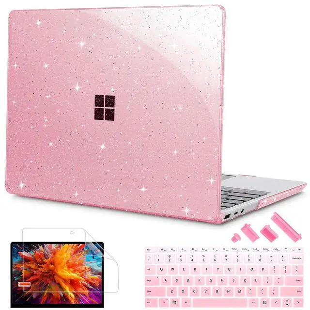 Main image of Tuiklol Case for 12.4 Inch Microsoft Surface Laptop Go 3/2 / 1 2023-2020 Releases, Plastic Hard Shell Case with Screen Protector and Keyborad Cover +Dust Plugs Model 2013/1943,Sparkly Pink