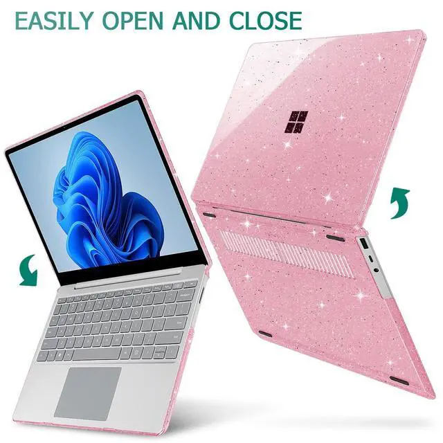 Alt view image 5 of 5 - Tuiklol Case for 12.4 Inch Microsoft Surface Laptop Go 3/2 / 1 2023-2020 Releases, Plastic Hard Shell Case with Screen Protector and Keyborad Cover +Dust Plugs Model 2013/1943,Sparkly Pink