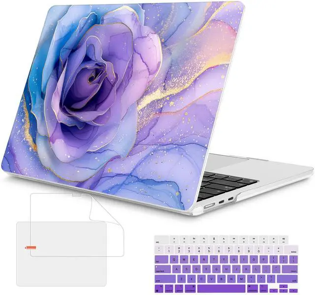 Main image of Mektron Compatible with M4 MacBook Air 15 inch Case 2025 A3241 2024 2023 M3 A3114 A2941 M2 Liquid Retina Display Touch ID, Plastic Hard Case & Keyboard Skin & Screen Protector - Rose Marble