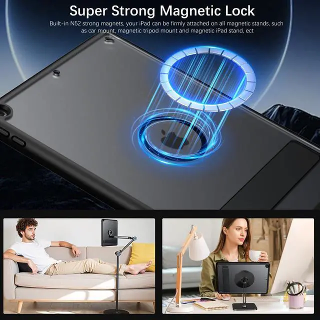 Alt view image 5 of 5 - Telaso for iPad 9th/8th/7th Generation Case, iPad 10.2 inch 2021/2020/2019 Magnetic Case with Invisible Portrait/Landscape Stand Translucent Matte Back Soft TPU Bumper Protective Cover, Black