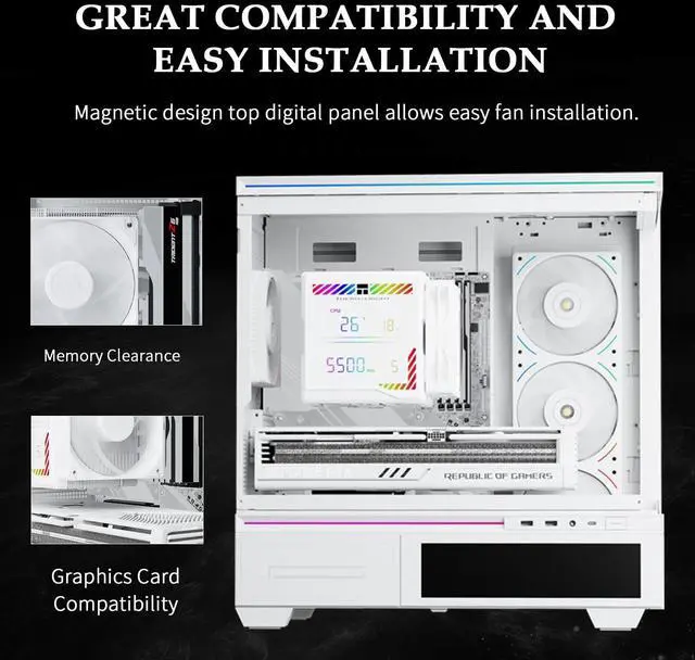 Alt view image 5 of 5 - Thermalright Peerless Assassin 140 Digital White CPU Cooler, Double Towers and Double Fans Cooling, CPU Air Cooler, ARGB Digital Screen Top Cover, for AM4/AM5,Intel LGA1851/1700/115X/1200/2011