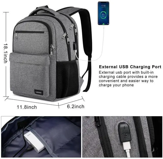 Alt view image 2 of 5 - LIBENED School Backpack for Teen Boys & College Students - 17.3 Inch Padded Laptop Compartment Bookbag | Water Resistant Anti-Theft High School College Computer Backpack