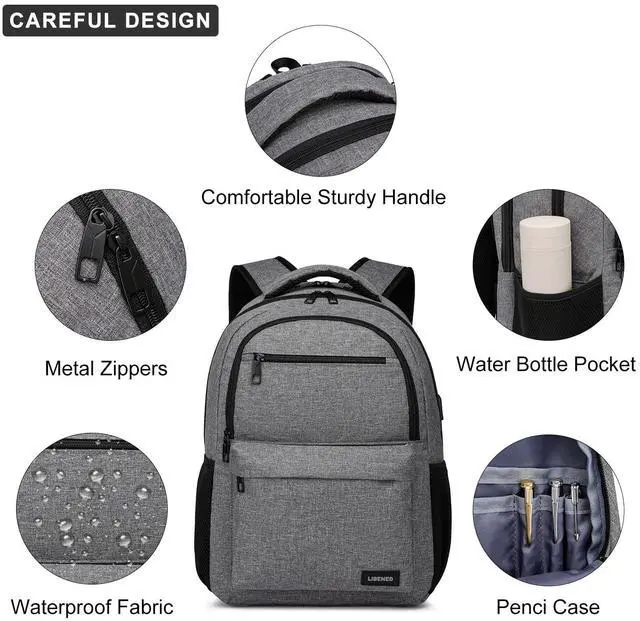 Alt view image 4 of 5 - LIBENED School Backpack for Teen Boys & College Students - 17.3 Inch Padded Laptop Compartment Bookbag | Water Resistant Anti-Theft High School College Computer Backpack