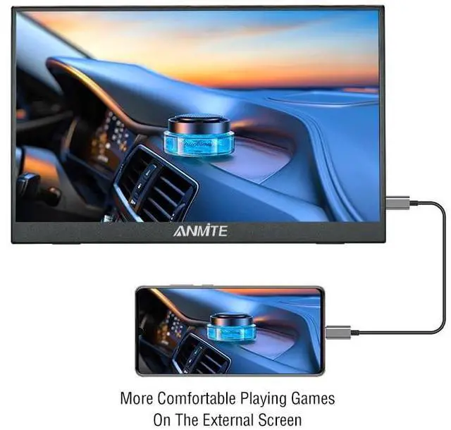 Alt view image 5 of 5 - Anmite Touch Portable Monitor for Laptop 15.6 Inch Computer Gaming Display Metal Enclosure Mobile Display External Display for Xbox PS4 Phone with Speakers Type-C USB-C HDMI IPS FHD 1080P LED Screen