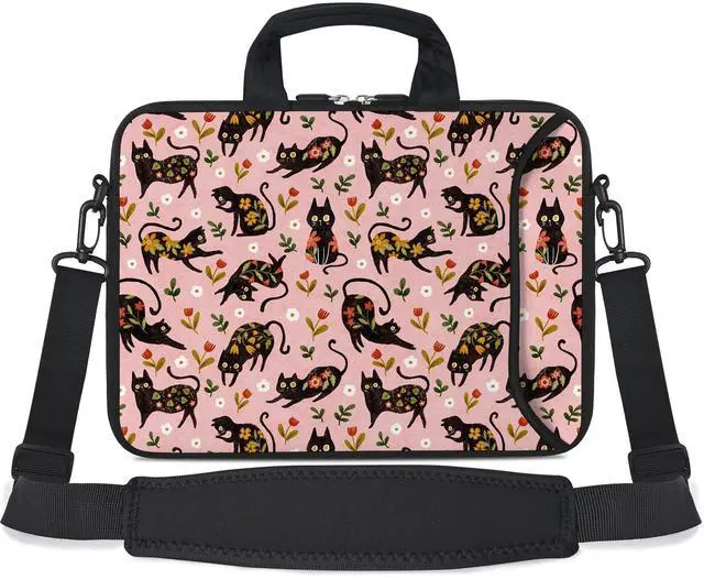 Main image of RICHEN 17 inch Laptop Shoulder Bag Carrying Case with Handle Fits 15.6/16/17/17.3/17.4 inch Laptop Notebook (Flowers Cats, 16-17.3 inch)