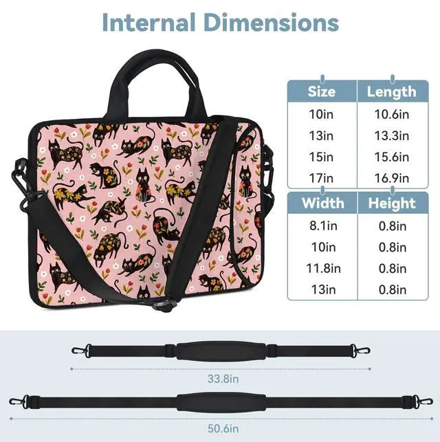 Alt view image 3 of 5 - RICHEN 17 inch Laptop Shoulder Bag Carrying Case with Handle Fits 15.6/16/17/17.3/17.4 inch Laptop Notebook (Flowers Cats, 16-17.3 inch)