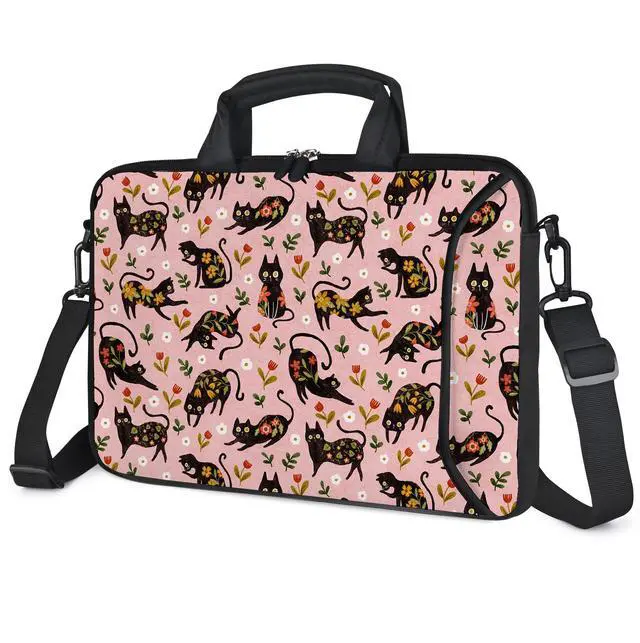 Alt view image 2 of 5 - RICHEN 17 inch Laptop Shoulder Bag Carrying Case with Handle Fits 15.6/16/17/17.3/17.4 inch Laptop Notebook (Flowers Cats, 16-17.3 inch)