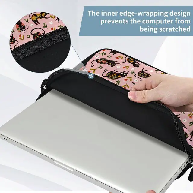 Alt view image 5 of 5 - RICHEN 17 inch Laptop Shoulder Bag Carrying Case with Handle Fits 15.6/16/17/17.3/17.4 inch Laptop Notebook (Flowers Cats, 16-17.3 inch)