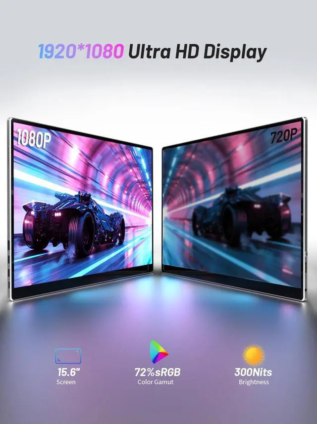 Alt view image 2 of 5 - sibolan 15.6" Portable Touchscreen Monitor FHD 1080P,Built-in Speaker with Protective Case,USB-C & HDMI,10-Point Touch for Laptop,PC,Mac,Phone,Switch,PS5/4,Xbox