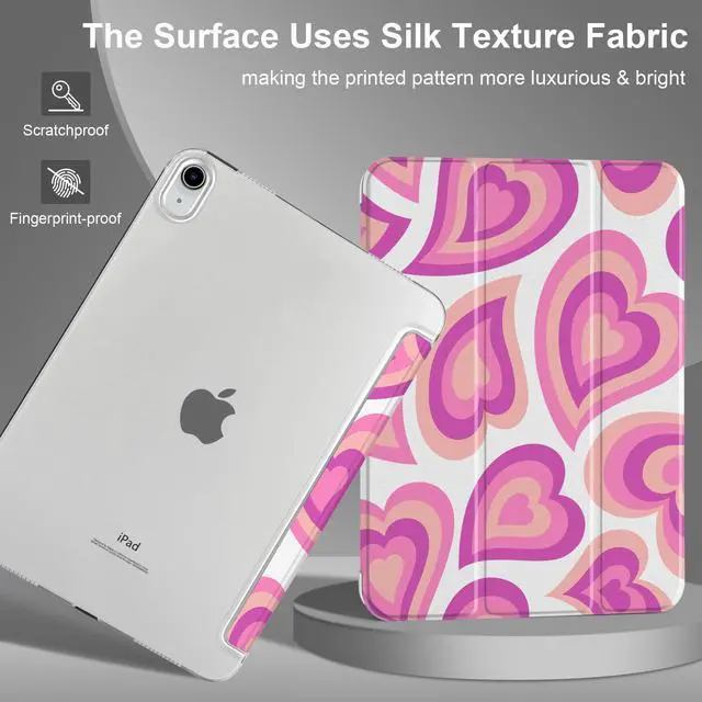 Alt view image 2 of 5 - MEEgoodo for iPad A16 11th Generation Case 2025 11 inch, Tablet Cases for iPad 10th Generation 2022, Tablet Cover with Silk Texture & PC Clear Back Cover, Groovy Hearts