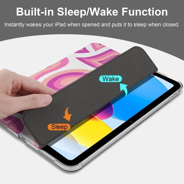 Alt view image 4 of 5 - MEEgoodo for iPad A16 11th Generation Case 2025 11 inch, Tablet Cases for iPad 10th Generation 2022, Tablet Cover with Silk Texture & PC Clear Back Cover, Groovy Hearts