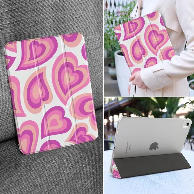 Alt view image 5 of 5 - MEEgoodo for iPad A16 11th Generation Case 2025 11 inch, Tablet Cases for iPad 10th Generation 2022, Tablet Cover with Silk Texture & PC Clear Back Cover, Groovy Hearts