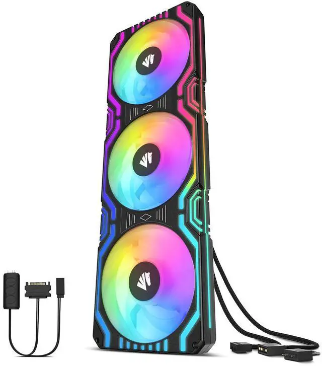 Main image of Asiahorse Matrix-Black 56 Addressable LEDs RGB Fans, 360MM All-in-One Square Frame Integrated RGB Case Fan with MB Sync/Analog Controller, PWM Control Fan for Computer Case and Liquid Cooling System