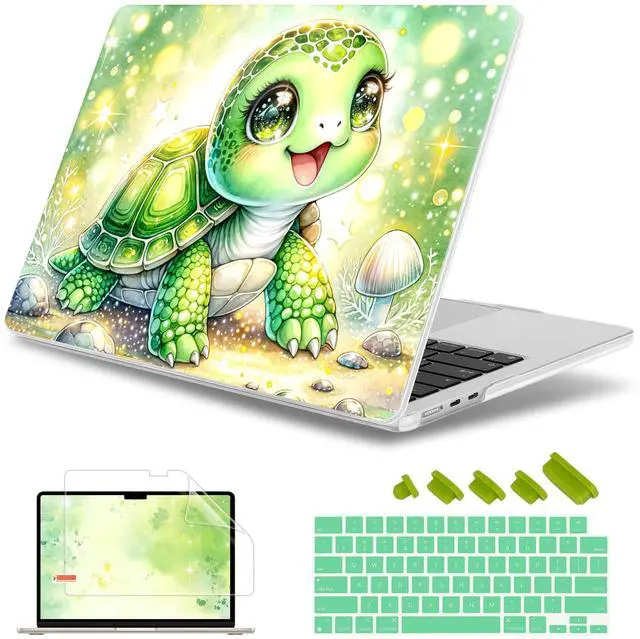 Main image of May Chen [2025 New Pattern] for MacBook Air 13.6 inch Case M2 M3 M4 Chip Model: A2681 A3113 A3240, 2022-2025 Release, Hard Shell Cover with Screen Protector & Keyboard Skin - Watercolor Terrapin