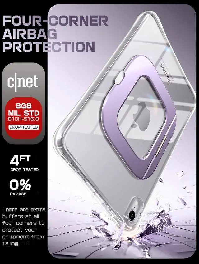 Alt view image 5 of 5 - SUPCASE for iPad Mini 7 A17 Pro 2024 Case with Stand (Unicorn Beetle Prism), [Anti-Scratch] [Support Apple Pencil Charging] Slim Protective Clear Cover for iPad Mini 7th/6th Generation 8.3 Inch,Purple