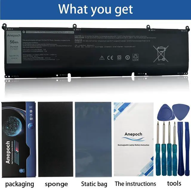 Alt view image 3 of 5 - Anepoch 8FCTC Laptop Battery Replacement for Dell XPS 15 9500 Precision 5550 Alienware M15 R3 R4 M17 Series Notebook 69KF2 08FCTC 070N2F 0M59JH 0DVG8M 70N2F 0P8P1P 11.4V 56Wh 4650mAh