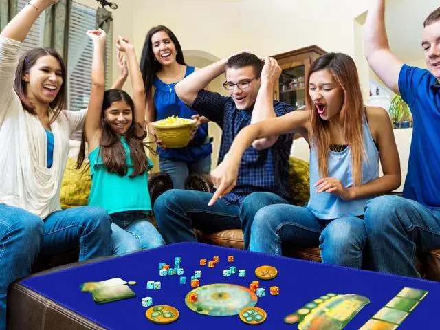 Alt view image 2 of 5 - LERYG Large Tabletop Game Playmat, Poker Mat, Water-Resistant Non-Slip Desk Mat, Mahjong & Card Game Rubber Mat (180 * 90cm, 2mm Thick) - Blue