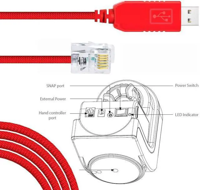 Alt view image 4 of 5 - Feanteek USB to RJ12 Control Cable for Skywatcher AZ-GTI and AZ-GTE, for Computerized Alt-Az Tracking Mount Hand Controller Port for Skywatcher EQMOD EQDIR Cable (1.8M)