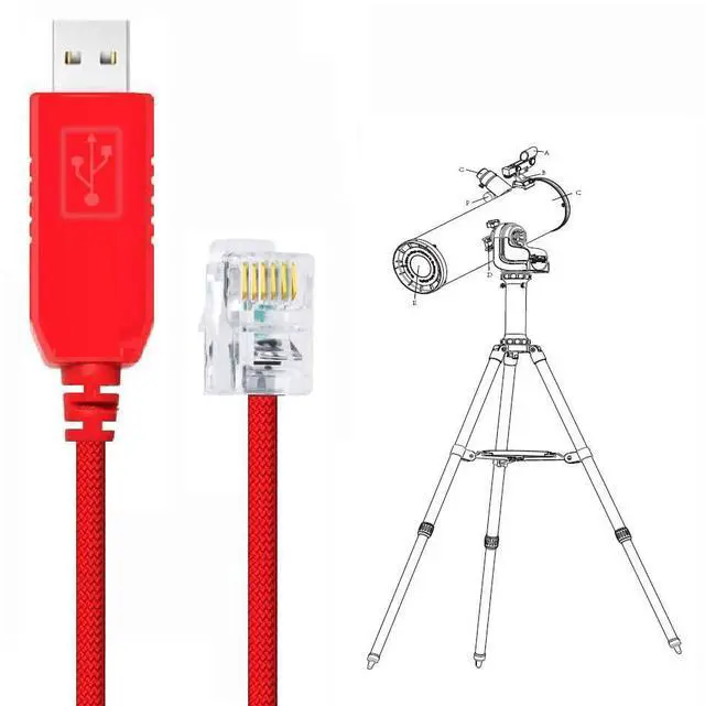 Alt view image 5 of 5 - Feanteek USB to RJ12 Control Cable for Skywatcher AZ-GTI and AZ-GTE, for Computerized Alt-Az Tracking Mount Hand Controller Port for Skywatcher EQMOD EQDIR Cable (1.8M)