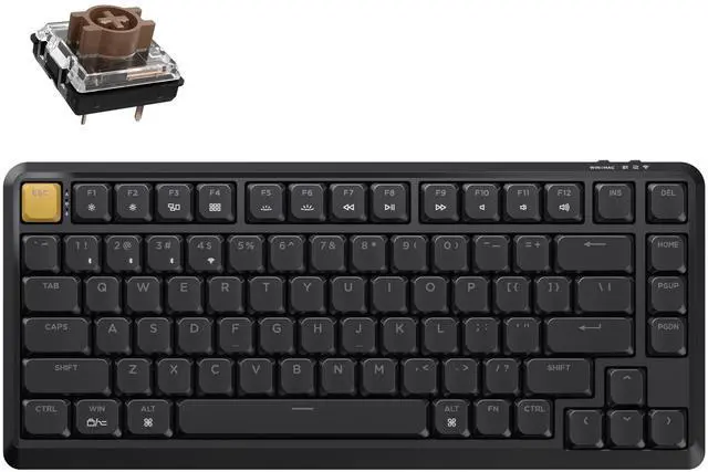 Main image of JamesDonkey J1 Low-Profile Wireless Mechanical Keyboard - QMK/VIA RGB Backlit, 2.4G/Bluetooth/USB-C Triple Mode, 75% Layout PBT Keycaps, Brown Tactile Switch, Mac/Win/Linux Compatible - Black