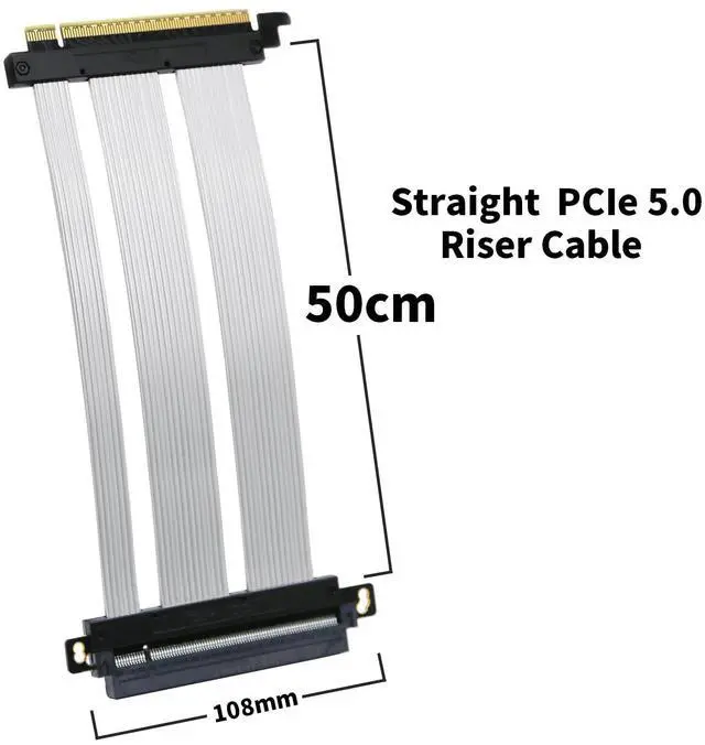 Alt view image 2 of 5 - GIGA-MEGA PCIe 5.0 X16 Riser Cable Dual Reverse and Straight GPU Extension Cable GEN5 for ITX A4 Case RTX5090 (Straight 50cm)