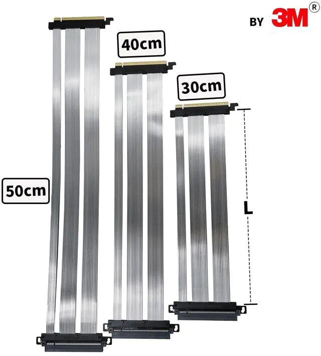 Alt view image 3 of 5 - GIGA-MEGA PCIe 5.0 X16 Riser Cable Dual Reverse and Straight GPU Extension Cable GEN5 for ITX A4 Case RTX5090 (Straight 50cm)