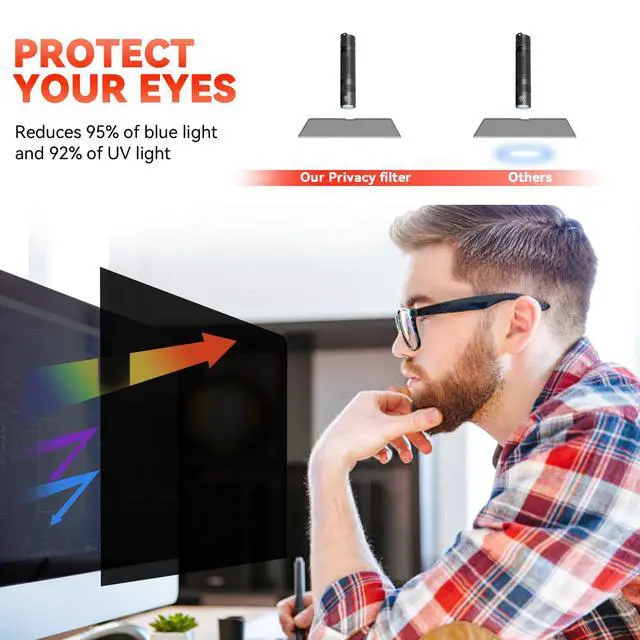 Alt view image 3 of 5 - J J-Dream [2 Pack] 19.5 Inch Privacy Screen for Computer Monitor Blue Light Screen Protector Anti Glare Anti-Scratch Monitor Privacy Shield Screen 19.5 Inch 16:9 Aspect Ratio