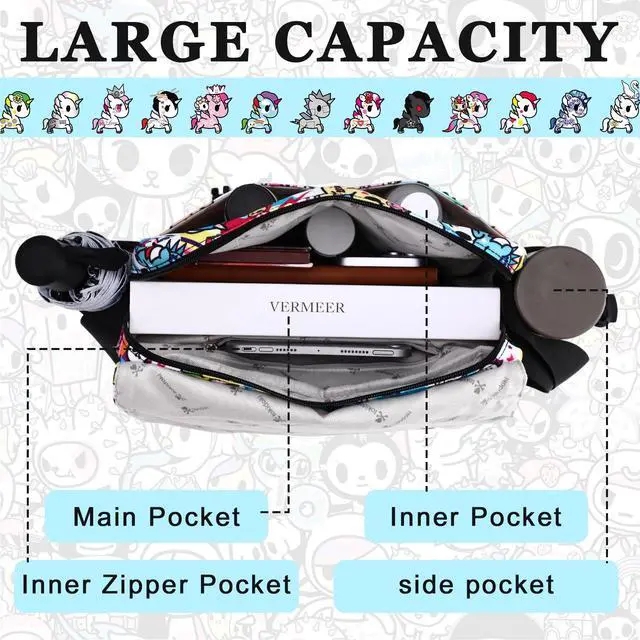 Alt view image 5 of 5 - Tokidoki Messenger Bag for Women Men,Cute Purse Shoulder Bag Briefcase Business Bag with Shopping Travel School Work(Yellow)