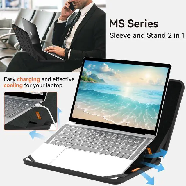 Alt view image 4 of 5 - Smatree MS43T Hard EVA Protective Sleeve Case with Stand Compatible for 14 inch Acer Swift 3 Laptop - SF314-512-53L0 Waterproof Sleeve