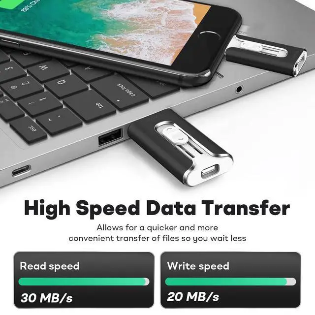 Alt view image 3 of 5 - FileNest 4-in-1 USB Flash Drive for iPhone iPad, High Speed Photo Stick External Memory Storage, Thumb Drive Backup USB Memory Stick for Photos and Videos, Compatible with Android PC (Black, 256GB)