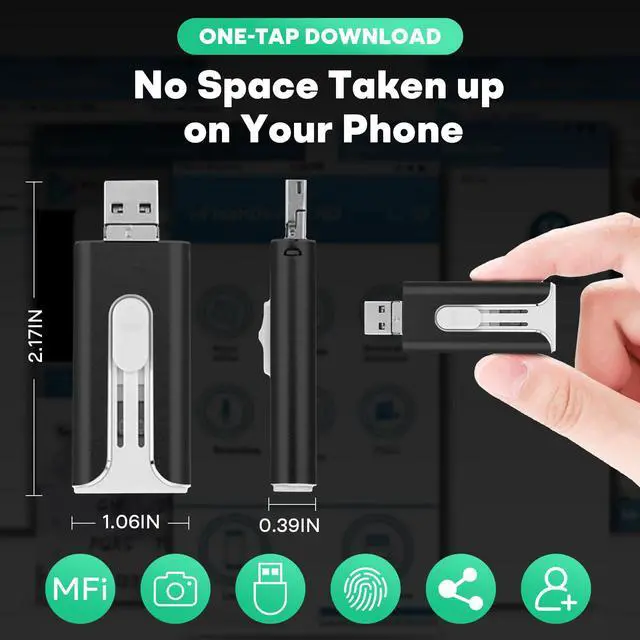 Alt view image 4 of 5 - FileNest 4-in-1 USB Flash Drive for iPhone iPad, High Speed Photo Stick External Memory Storage, Thumb Drive Backup USB Memory Stick for Photos and Videos, Compatible with Android PC (Black, 256GB)