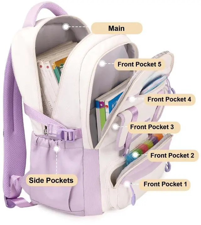 Alt view image 3 of 5 - Aufona School Backpack for Teen Girls, 15.6" Laptop Backpack School Bag Middle High School College Bookbag Travel Daypack (Black)