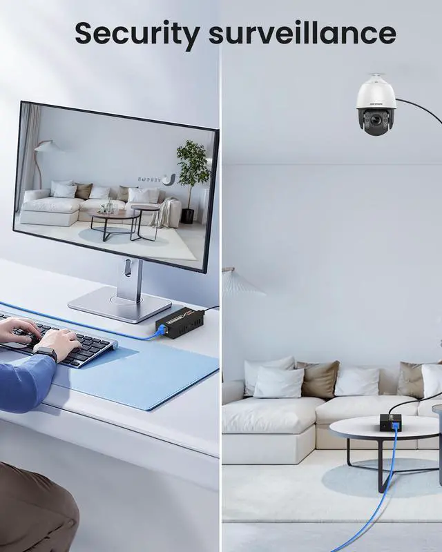 Alt view image 5 of 5 - avedio links 164ft/50m USB Extender Over Cat6/7, 4 USB 2.0 Ports Single Ethernet Extender with POC Power Supply, ESD Protection, Plug and Play for Webcam, Keyboard, Mouse, Printer