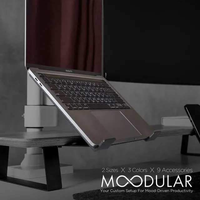 Alt view image 2 of 5 - ULTRARM Moodular Add-ons Laptop Tray Stand [Accessory Only - Requires Moodular Wooden Monitor Stand Slide Rails for Use] Black MSA-LT