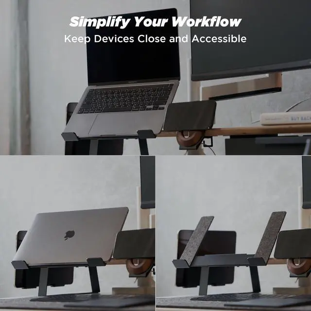 Alt view image 4 of 5 - ULTRARM Moodular Add-ons Laptop Tray Stand [Accessory Only - Requires Moodular Wooden Monitor Stand Slide Rails for Use] Black MSA-LT