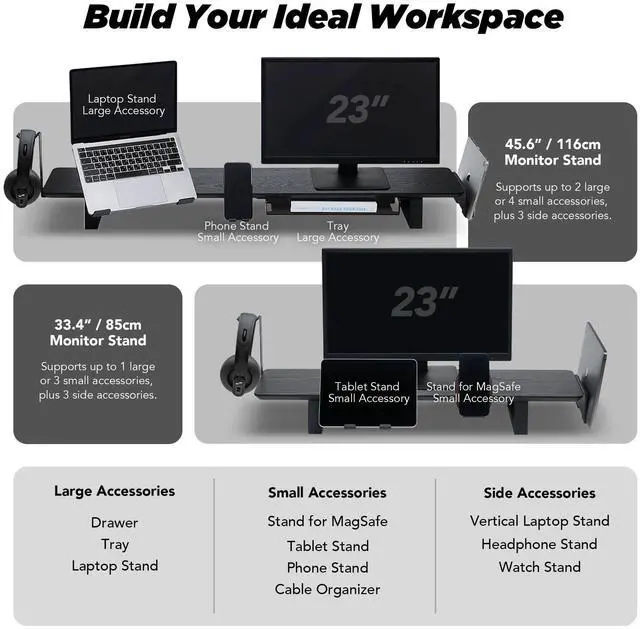 Alt view image 5 of 5 - ULTRARM Moodular Add-ons Laptop Tray Stand [Accessory Only - Requires Moodular Wooden Monitor Stand Slide Rails for Use] Black MSA-LT