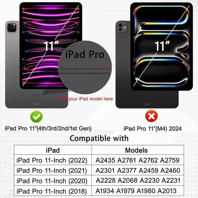 Alt view image 2 of 5 - Tuiklol for iPad Pro 11 Inch Case M2 2022 Generation 4th -Built-in Pencil Holder Shockproof Cover Clear Transparent Back Shell Fit for iPad 11 2021 2020 2018 Gen 3rd/2nd/1st for Kid, Bow