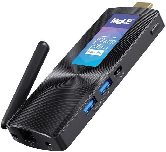 Alt view image 4 of 5 - MeLE PCG02 Mini PC Stick Computer Windows 11 Home N100 (up to 3.4GHz) 4GB LPDDR4x 128GB, HDMI + USB-C 4K Dual Display, 2.4GHz/5GHz Wi-Fi BT5.1 GbE, Fanless Small Desktop for IoT, Digital Signage, MES