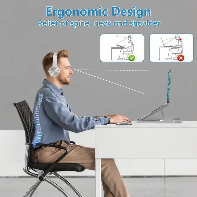 Alt view image 5 of 5 - Ergonomic Laptop Stand with Docking Station for Office&Home, Adjustable Aluminum Laptop Docking Station Stand,9-in-1 Multifunctional Laptop Stand,Essential Docking Stand for MacBook Pro/Dell/HP/Acer