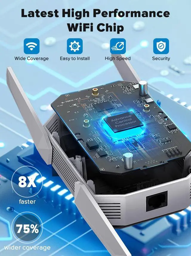 Alt view image 3 of 5 - 2025 AX3000 WiFi 6 Extender-Dual Band (2.4G/5.8G), WiFi Extender Signal Booster with Gigabit Ethernet Port, Access Point, No Required App, Long Range WiFi Booster, Easy Setup and Faster Speed (Silver)