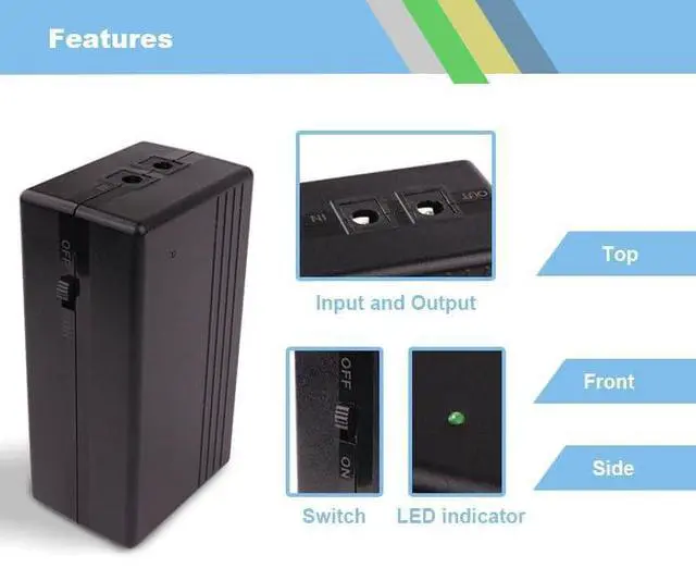 Alt view image 4 of 5 - 12V 2A Mini UPS 4 Channels, 15600mAH DC Home Router UPS with 4 Interfaces, Rechargeable Battery Backup for LED Light Strip, CCTV Camera, Router (15700)